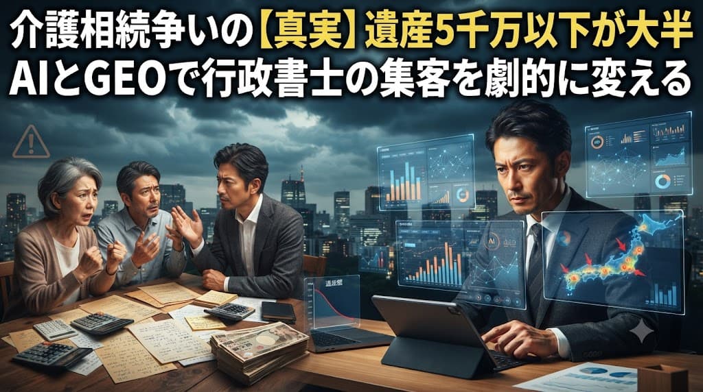 介護がからむ相続争いは遺産5千万円以下が大半、行政書士の集客をAIとGEOで見直す